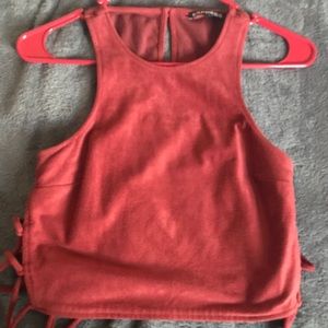 Express suede lace sides crop top